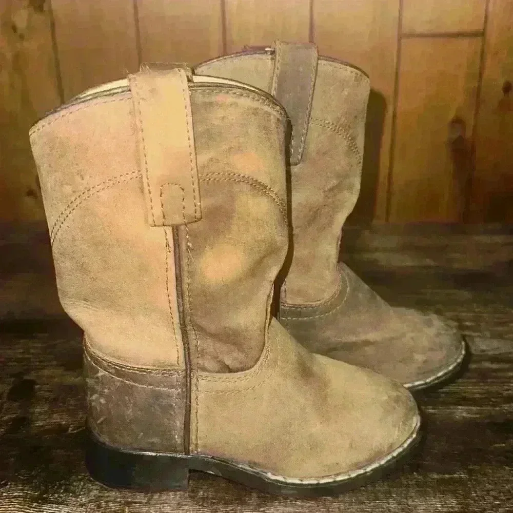 Smoky mountain youth brown soft leather roper western boots size 8.5